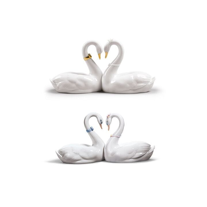 Set Cisnes Corazón Blanco en Lladró