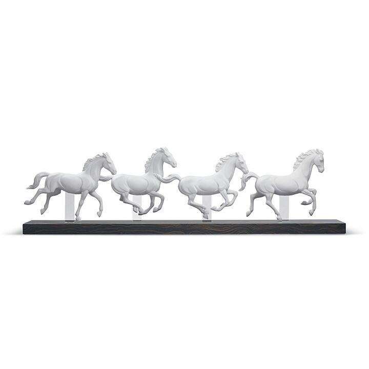 Galloping Herd Horses Figurine. White in Lladró