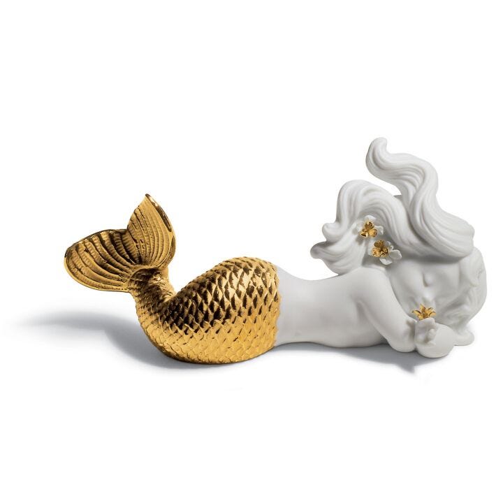 Figurina Sirena Sognando il mare. Lustro oro in Lladró