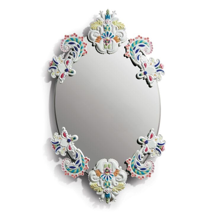 Specchio da parete ovale senza cornice. Multicolore. Edizione limitata in Lladró