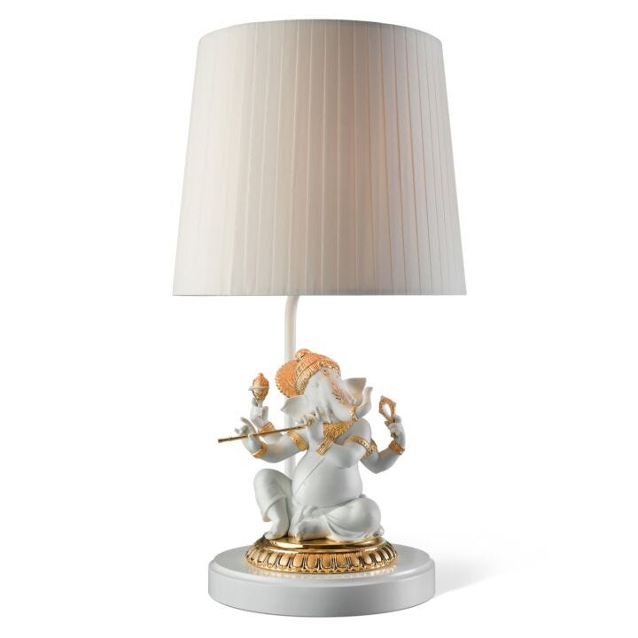 Bansuri Ganesha Table Lamp. Golden Luster (US) in Lladró