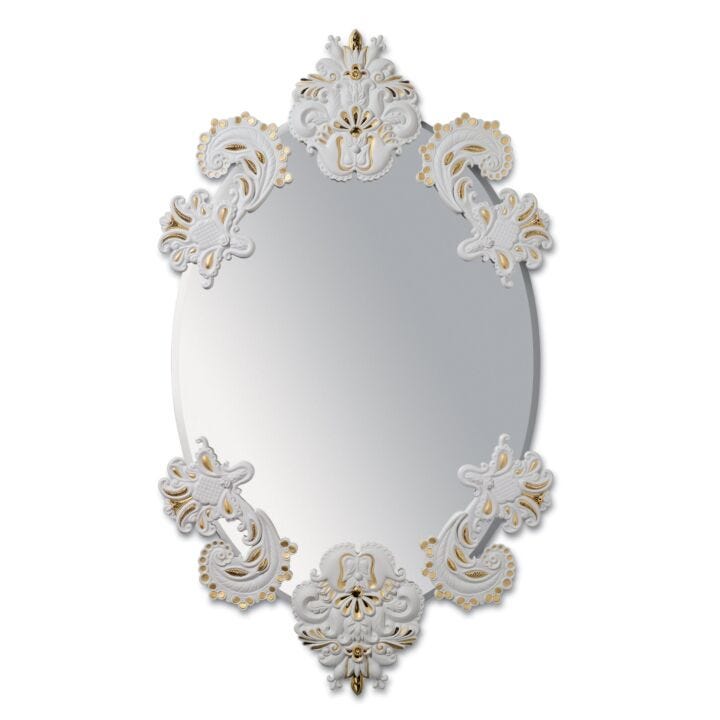 Oval Wall Mirror without Frame. Golden Lustre. Limited Edition in Lladró
