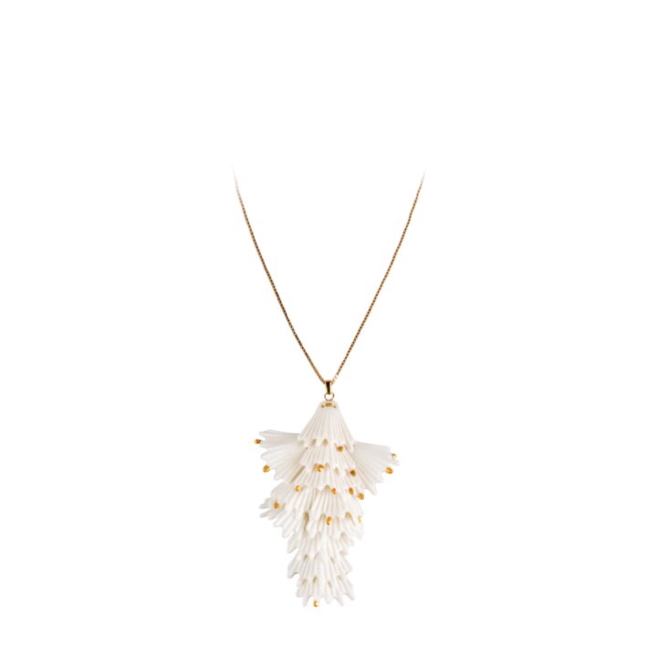 Actinia long pendant . White and Golden luster in Lladró