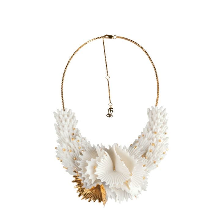 Actinia Necklace. White and Golden luster in Lladró