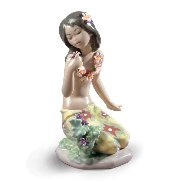 Figura mujer Hawaiana cogiendo flores. Edición especial en Lladró