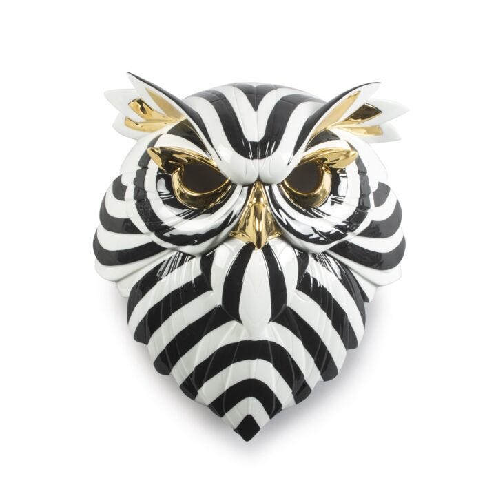 Owl Mask. Black and Gold in Lladró