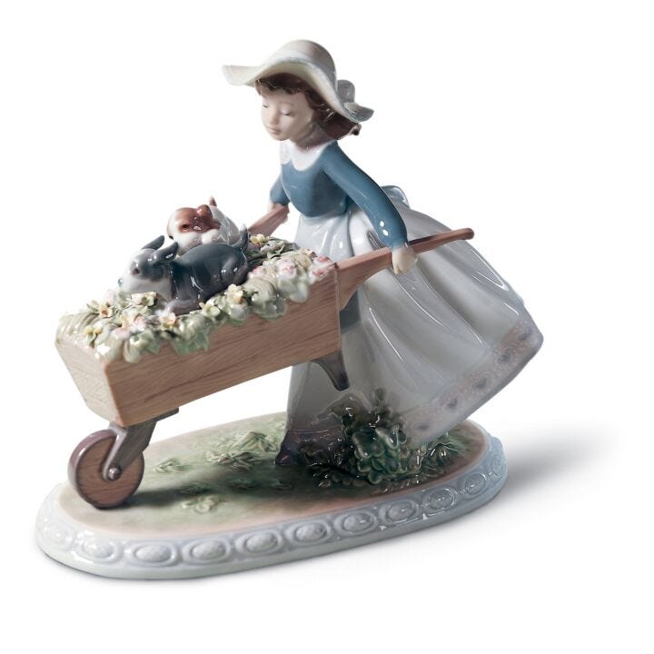 Figurina Bimba Carretta di fiori in Lladró