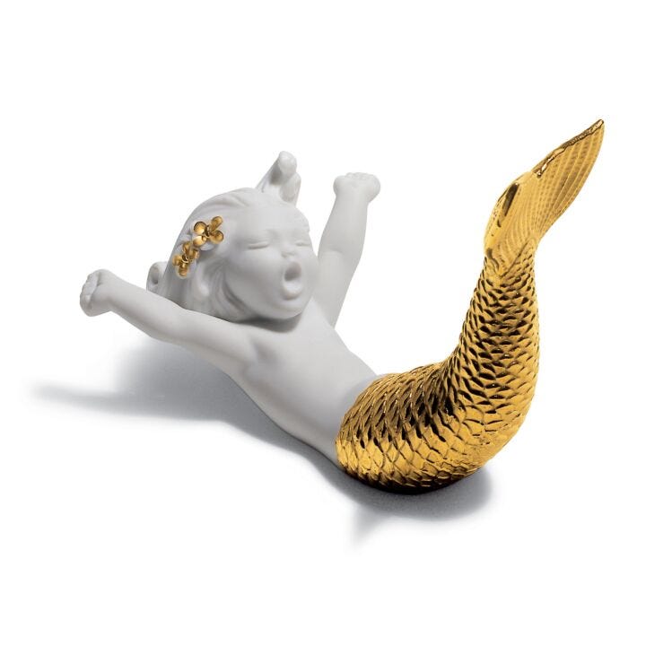Figurina Sirena Risveglio nel mare. Lustro oro in Lladró
