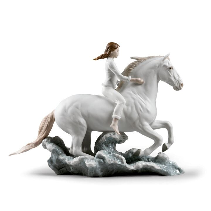Figurina Cavallo e donna Galoppo nel mare in Lladró