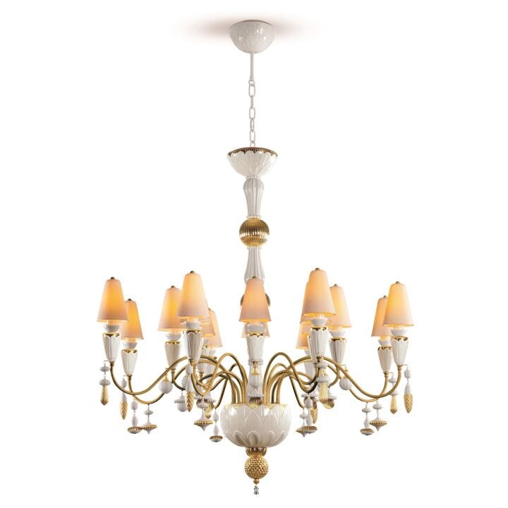 Ivy and Seed 16 Lights Chandelier. Medium Flat Model. Golden Luster (US) in Lladró