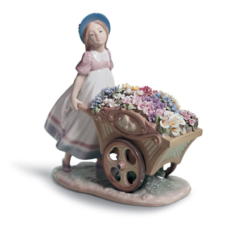 Figurina Bimba Carriola di fiori in Lladró