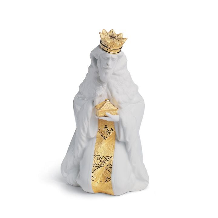 Figurina Natività re Gaspare. Lustro oro in Lladró