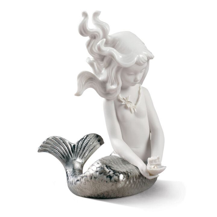 Figura Sirena con brazos al costado. Lustre plata en Lladró