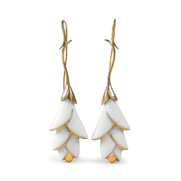 Heliconia - ロングピアス(White) in Lladró