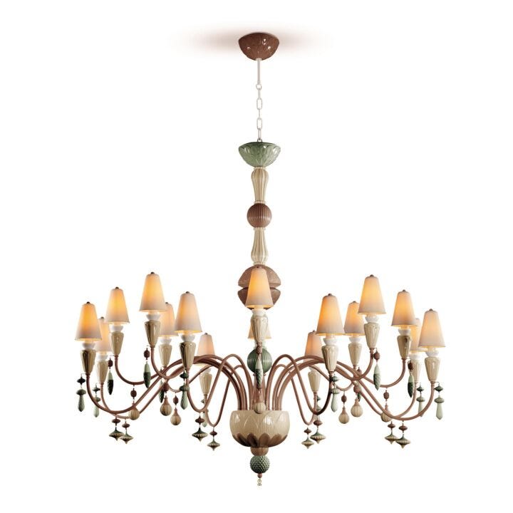 Ivy and Seed 16 Lights Chandelier. Large Flat Model. Spices (JP) in Lladró