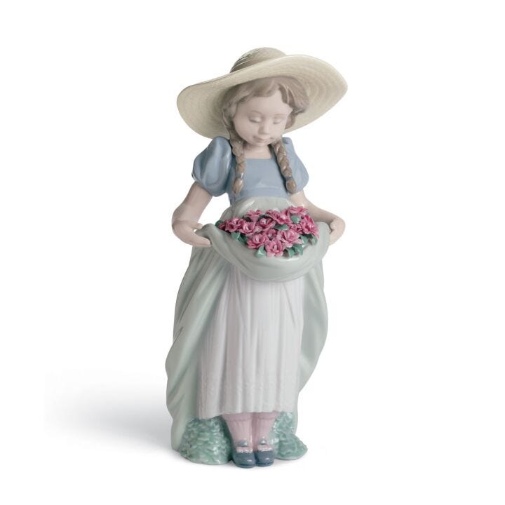 Bountiful Blossoms Girl with Carnations Figurine in Lladró