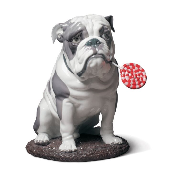 Figurina Cane bulldog con leccalecca in Lladró
