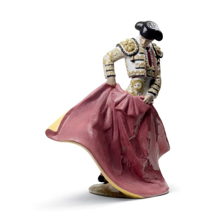 Matador Man Figurine. White Outfit in Lladró