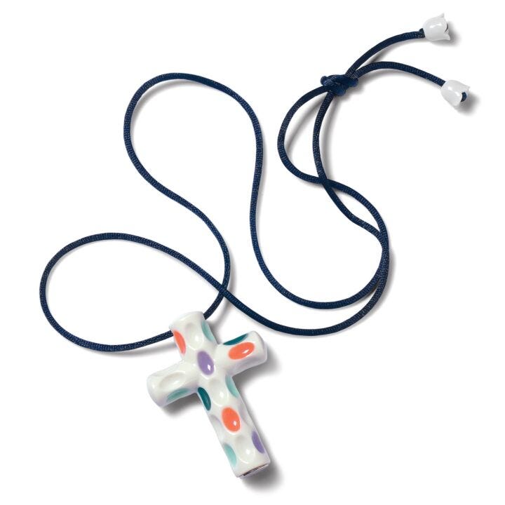 Latin Cross Pendant. Red, Blue and Purple in Lladró