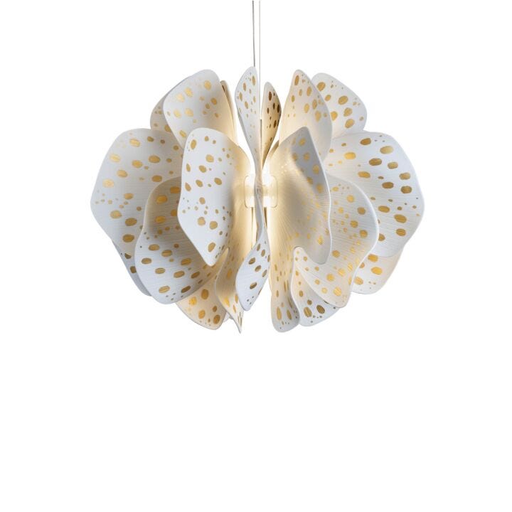 Nightbloom Hanging Lamp 60cm. White & gold. (US) in Lladró