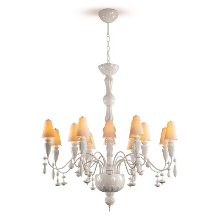 Ivy and Seed 16 Lights Chandelier. Medium Flat Model. White (US) in Lladró