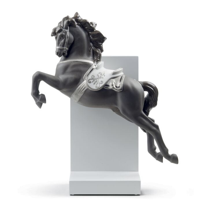 Figurina Cavallo in pirouette. Lustro argento in Lladró
