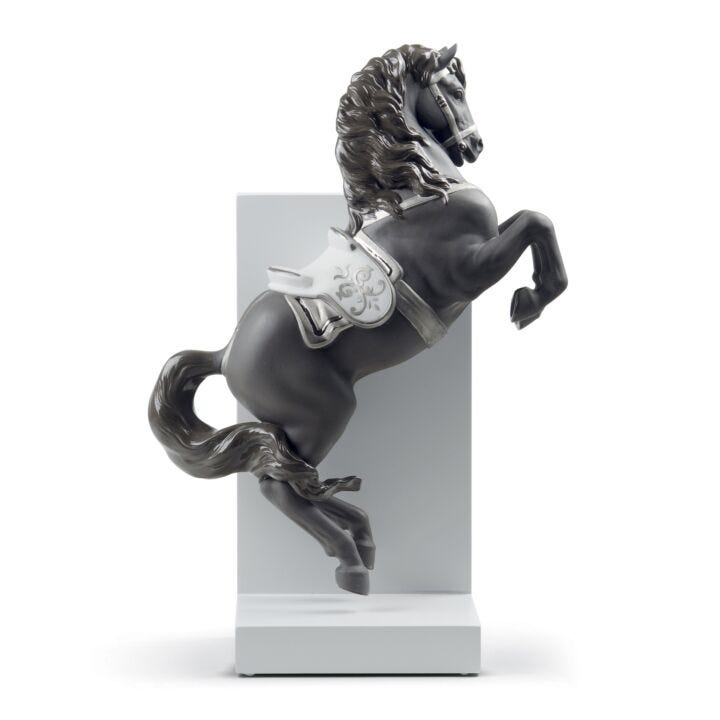 Figurina Cavallo in courbette. Lustro argento in Lladró
