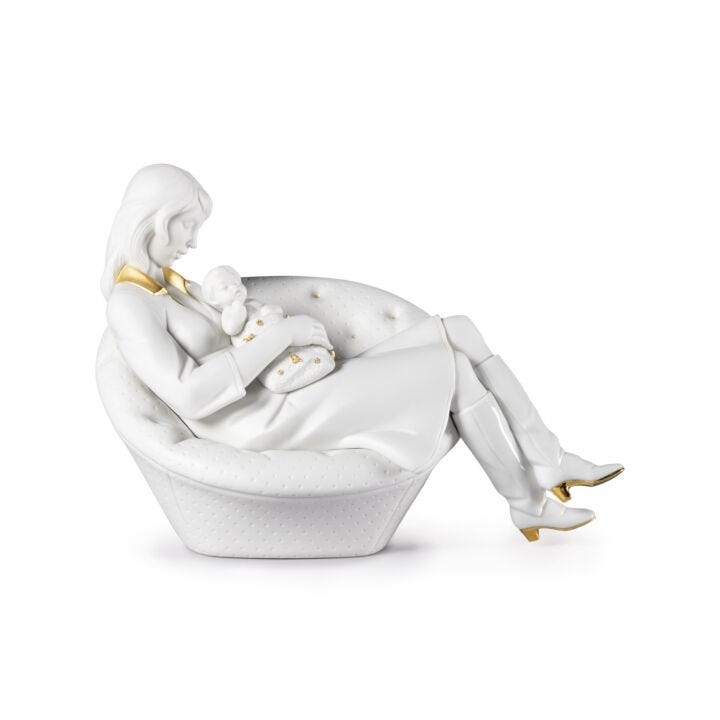 Feels Like Heaven Mother Figurine. Golden Lustre and White in Lladró