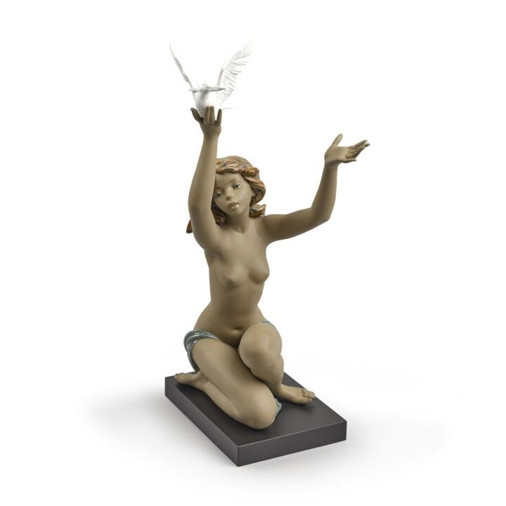 Figurina Donna Nudo con colomba. Gres in Lladró