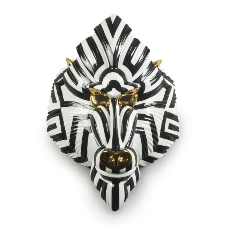 Mandrill Mask. Black and  Gold in Lladró