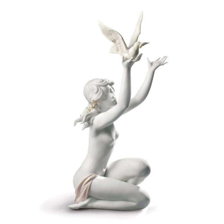 Figurina Donna Nudo con colomba. Bianco in Lladró