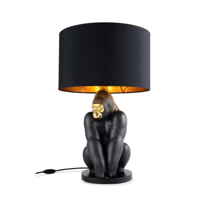 Gorilla lamp. Black-gold in Lladró