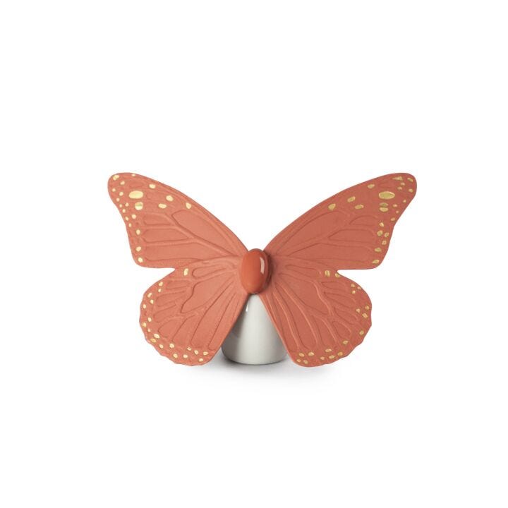 Figura Mariposa. Lustre oro y coral en Lladró