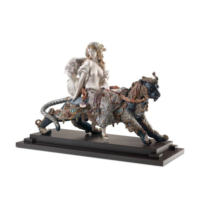 Bacchante on A Panther Woman Sculpture. Limited Edition in Lladró