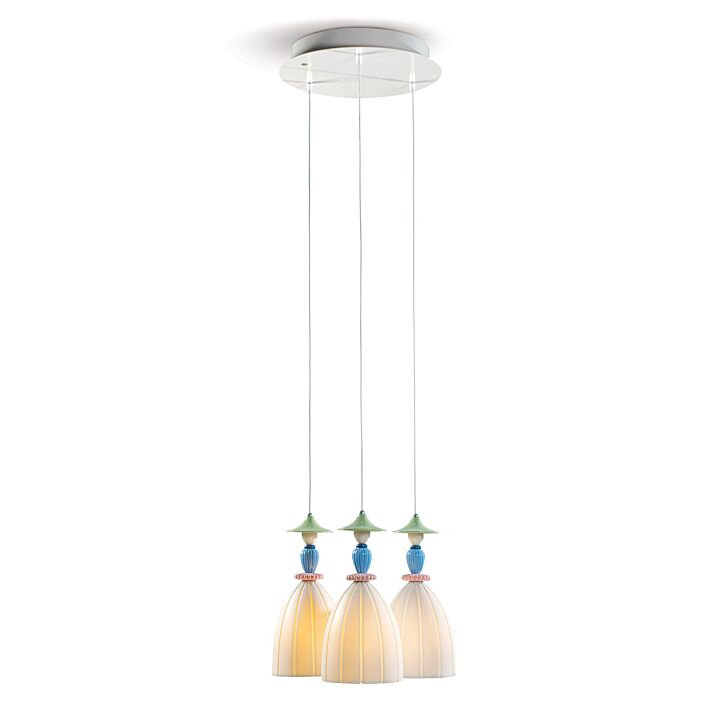 Mademoiselle Round Canopy 3 Lights Sharing Secrets Ceiling Lamp in Lladró