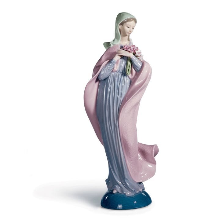 Our Lady with Flowers Figurine in Lladró
