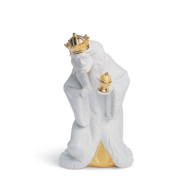Figurina Natività re Melchiorre. Lustro oro in Lladró