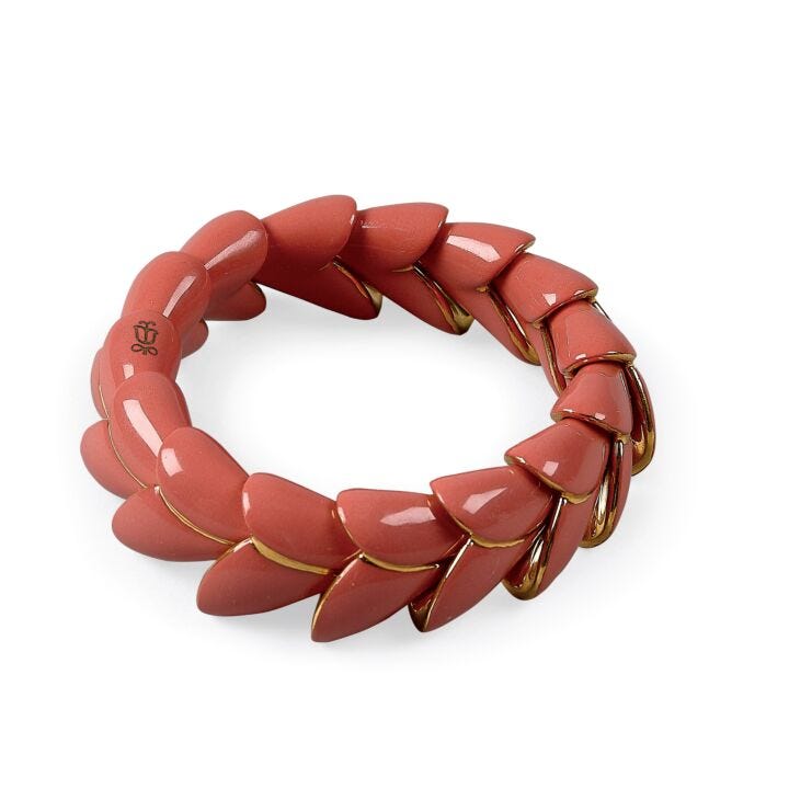 Heliconia Bracelet. Coral in Lladró