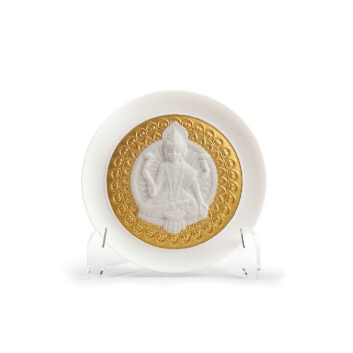 Goddess Lakshmi Decorative Plate. Golden Lustre in Lladró