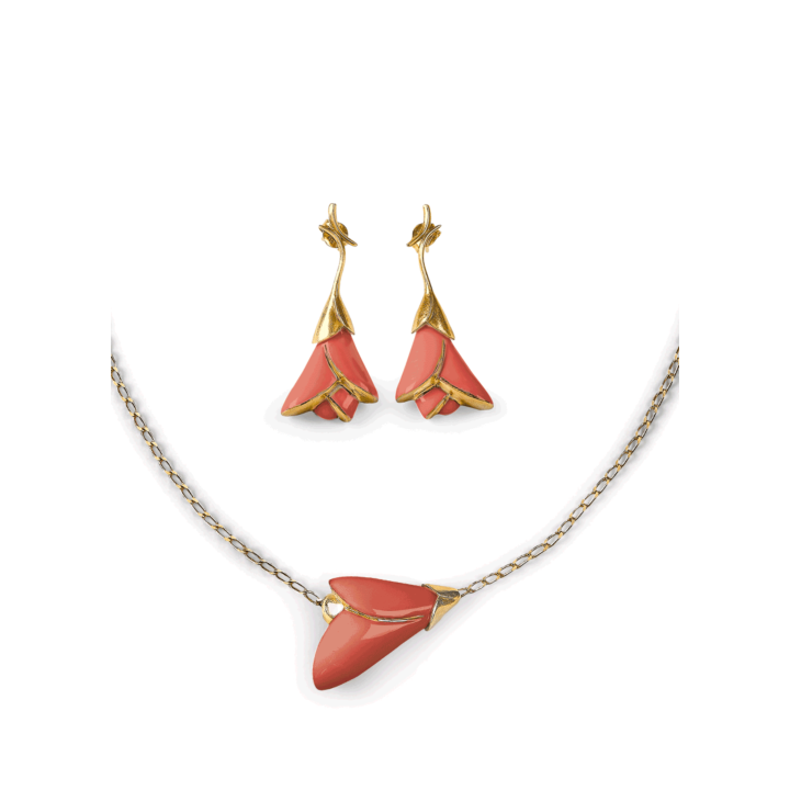 Heliconia Coral 2 Pieces Set in Lladró