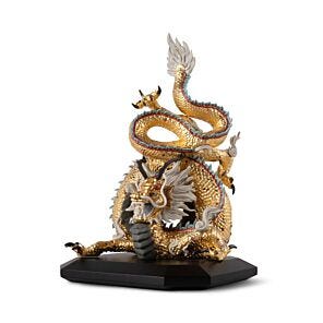 Protective Dragon Sculpture. Gold. Special Edition. Limited Edition