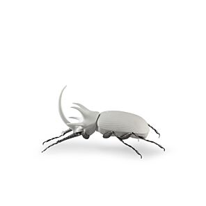 Figura Escarabajo Rinoceronte. Blanco mate