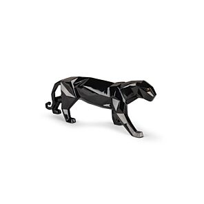 Panther Figurine. Glazed Black