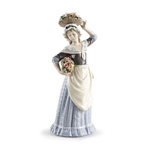 Flower Picking Woman Figurine