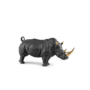 Scultura Rinoceronte (nero - oro). Serie Limitata