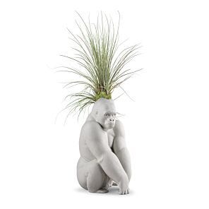 Gorilla With Airplants (Matte White) in Lladró