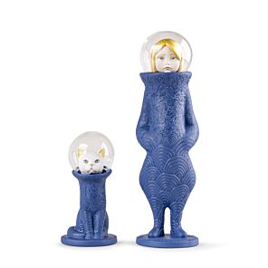 Cosmic Girl and Cat Sculptures in Lladró
