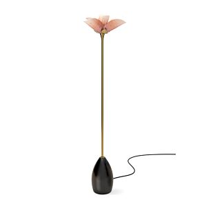 Blossom floor lamp - wood base. Pink-gold (CE)