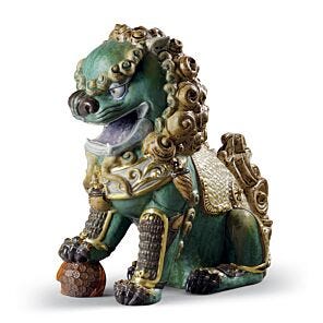 Oriental Lion Sculpture. Green. Limited Edition