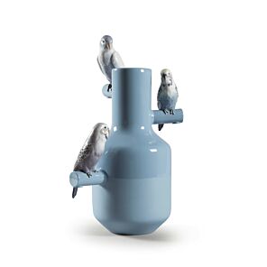 Parrot Parade Vase. Blue